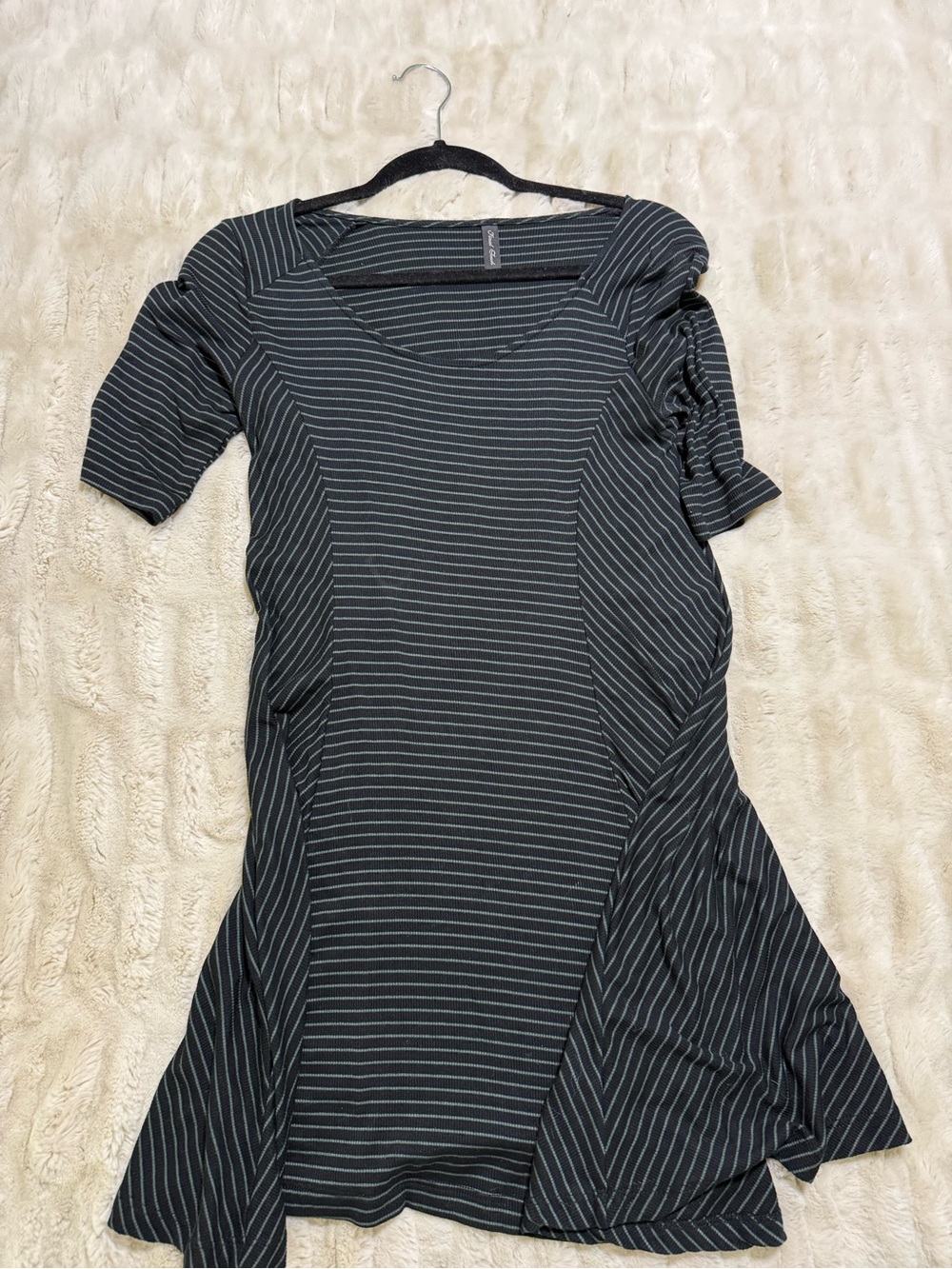 Final Touch Black & Green Striped Women's A-Line Dress/Tunic Size Small